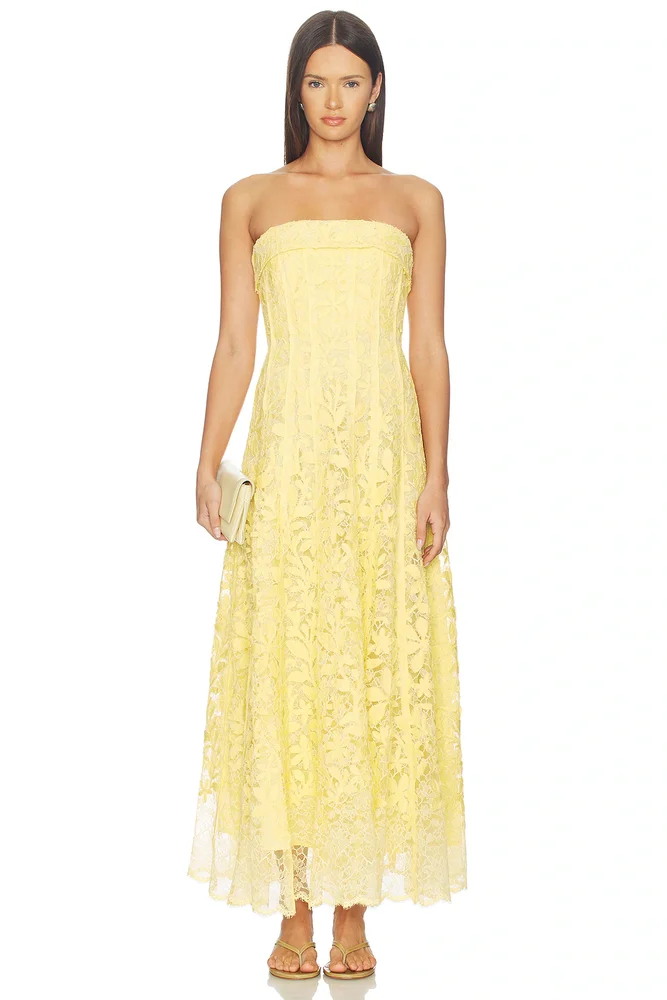 Imogen Cotton Lace Bustier Midi Dress