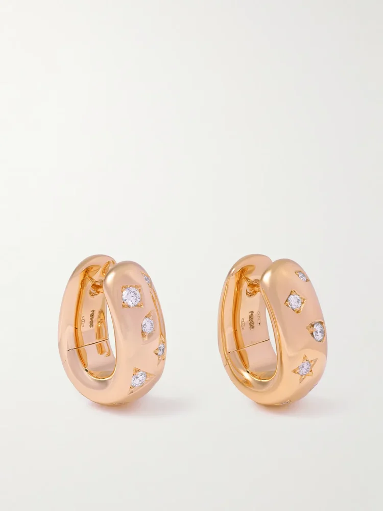 Iconica 18-karat rose gold diamond hoop earrings
