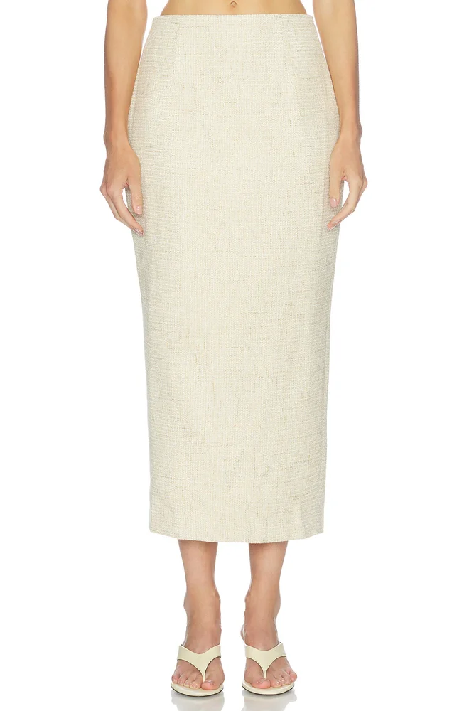 Cotton Mix Tweed Midi Skirt