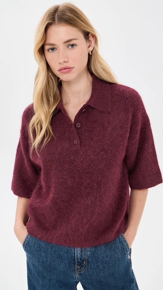 Nadya Alpaca Blend Boxy Polo Sweater