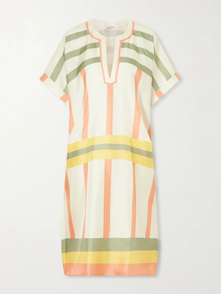Berlingot printed silk-twill kaftan