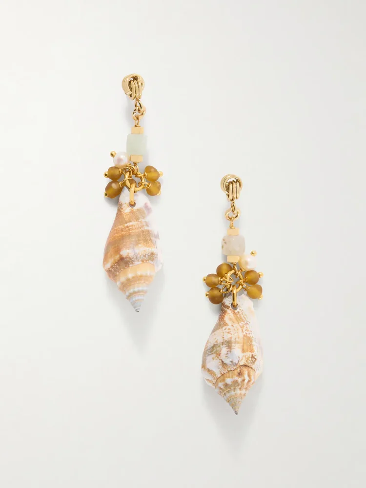 Samsara gold-plated and seashell beaded earrings