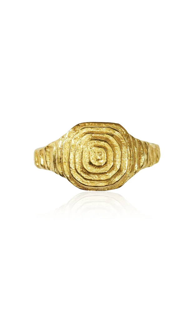 18k Yellow Gold Deco Pyramide Nude Ring