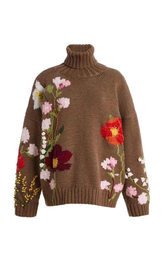 Floral Intarsia Wool Sweater