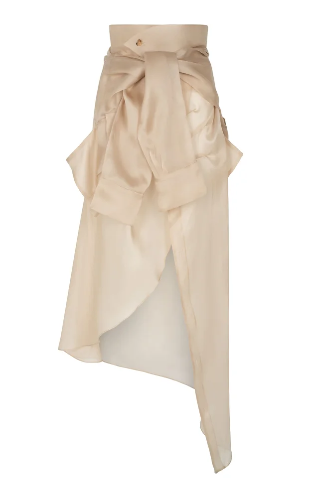 Deconstructed Sheer Silk Midi Skirt