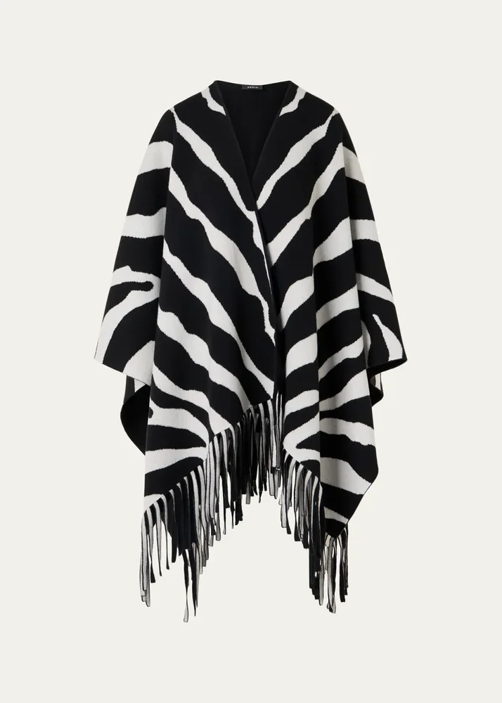 Cashmere Knit Reversible Zebra Cape