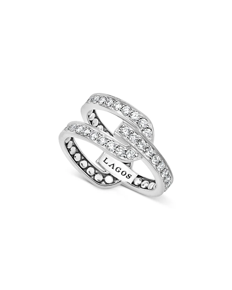 Sterling Silver Diamond Caviar Linear Ring