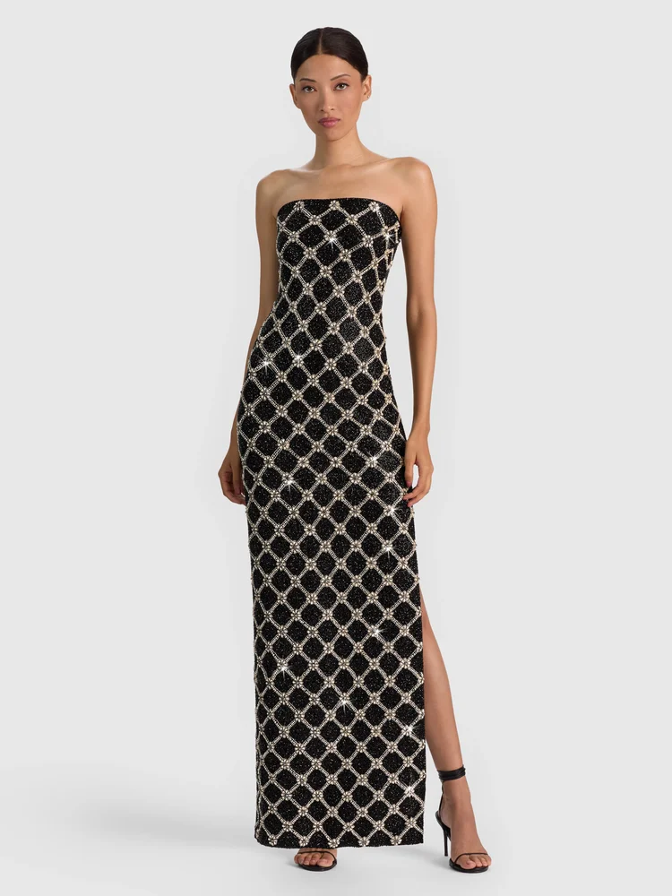 DELORA EMBELLISHED STRAPLESS GOWN