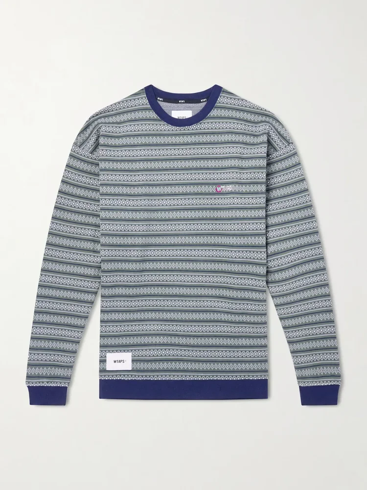 Logo-Appliquéd Striped Cotton-Jersey T-Shirt