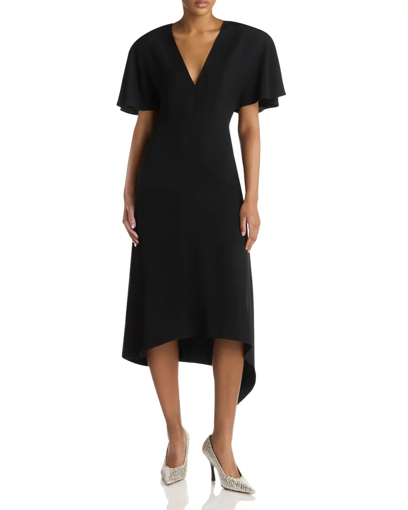 Envers Satin Matt Side V Neck Dress
