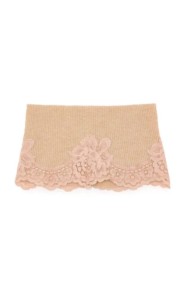 Lace-Trimmed Cashmere Headband