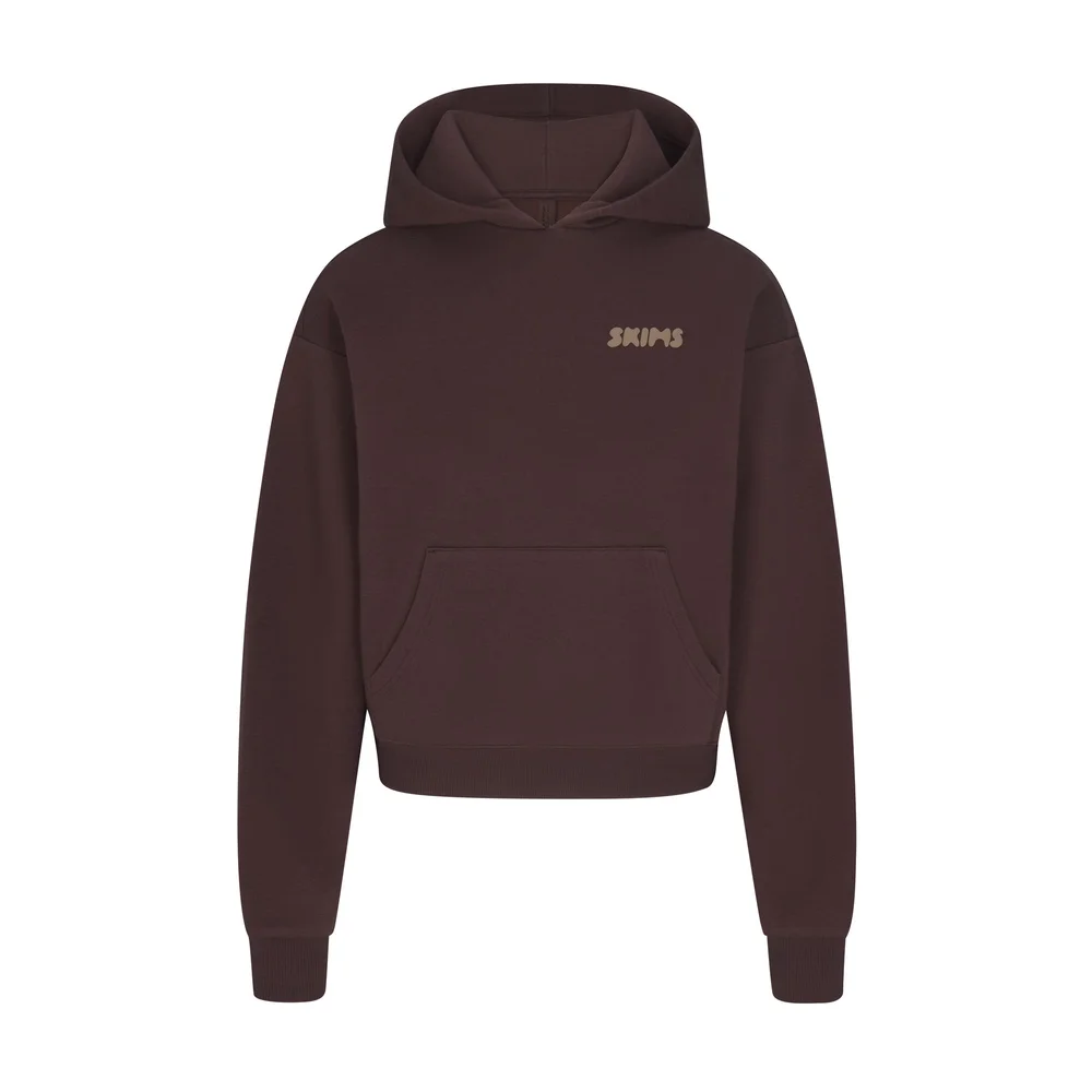 Cotton Fleece Hoodie With Embossed Logo