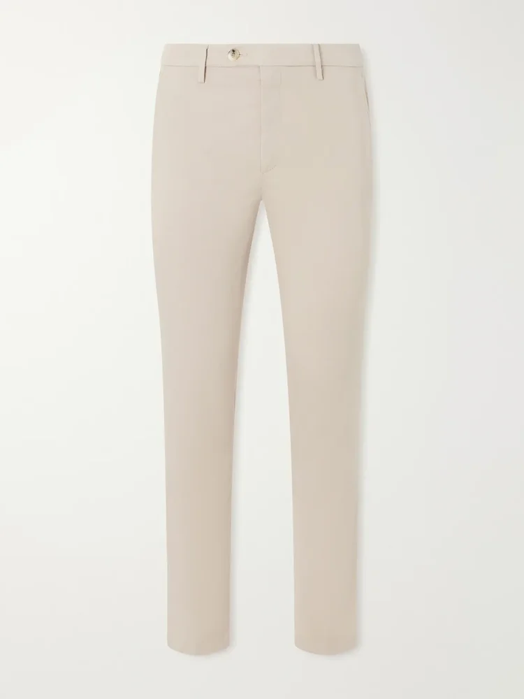 Tapered Stretch Cotton-Twill Trousers