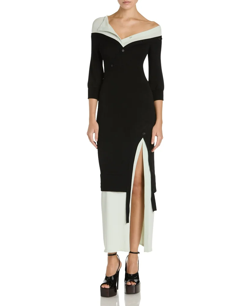 Layered Knit Midi Dress