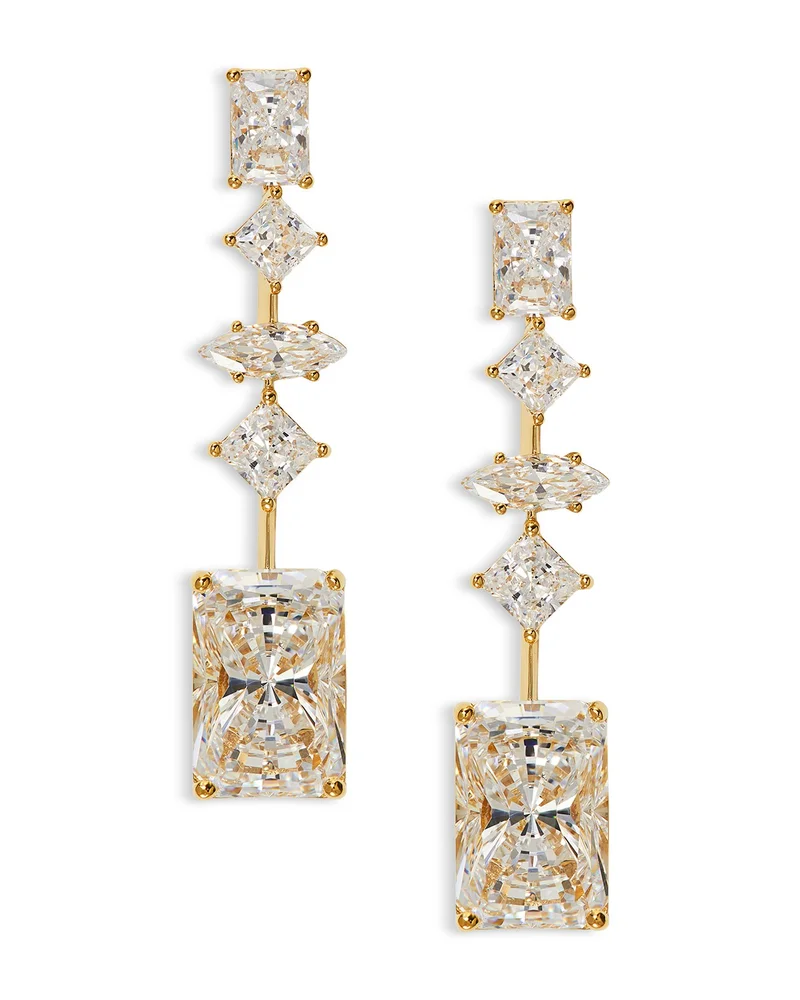 Rare Jewels Cubic Zirconia Linear Drop Earrings in 18K Gold Plated