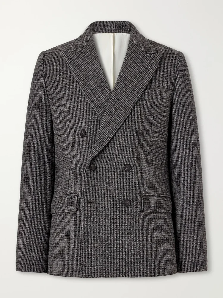 Double-Breasted Virgin Wool-Tweed Blazer