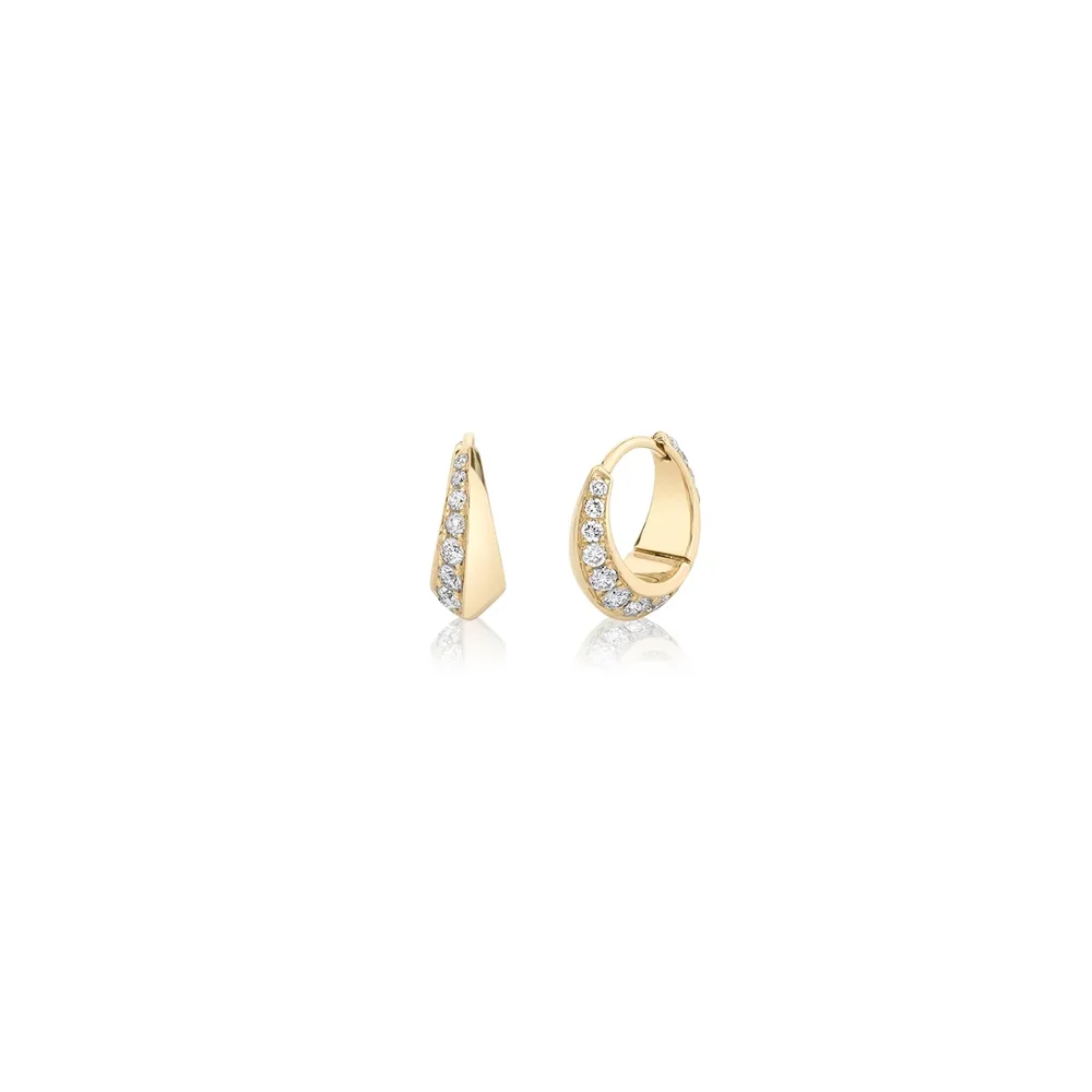 Pavé Mini Crescent Hoops (Pair)
