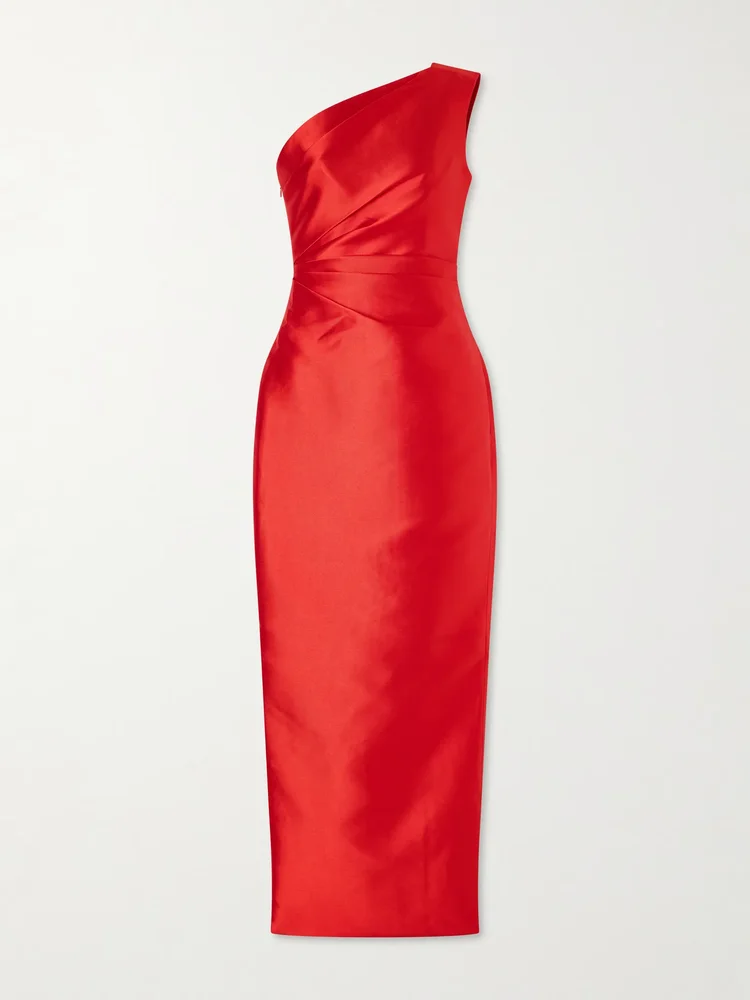 Kira gathered satin-twill gown