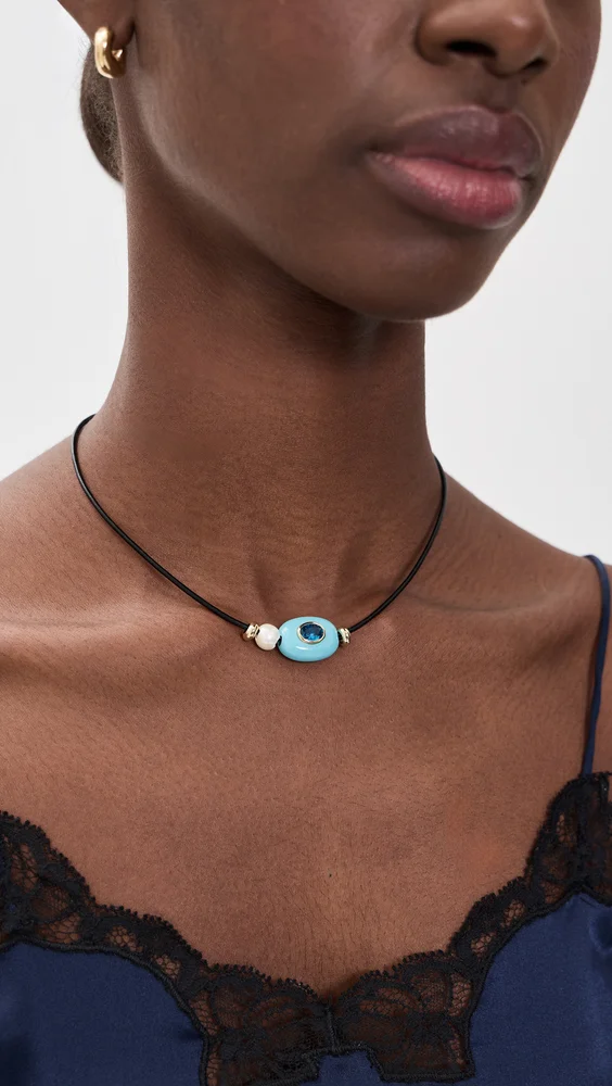 Turquoise & Pearl Choker Necklace