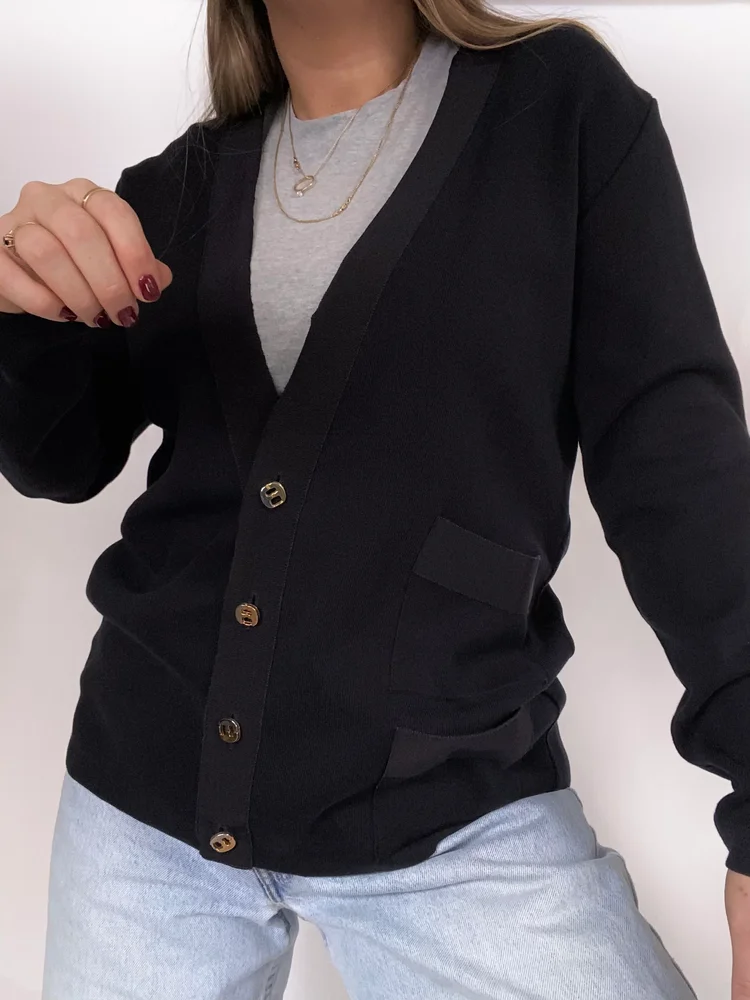 Salvatore Ferragamo Logo Button Cardigan Size M