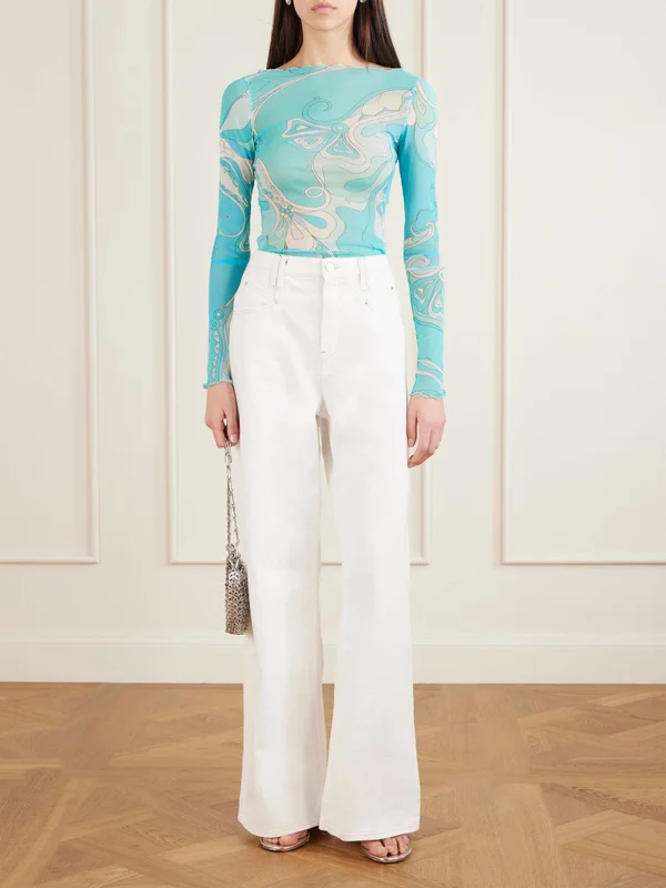 PUCCI Printed stretch-tulle top