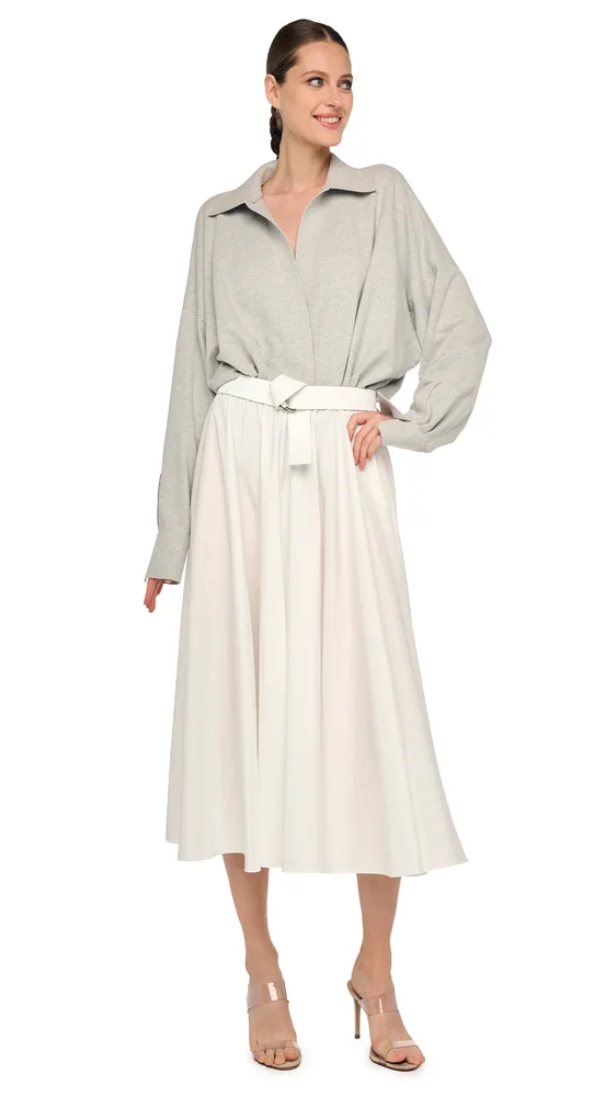 Norma Kamali FLARED SKIRT TO MIDCALF - Snow White / XXS