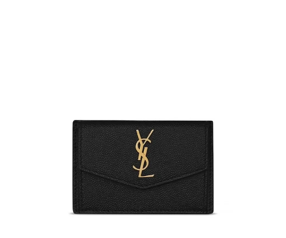 Uptown Flap Card Case in Grain De Poudre Leather