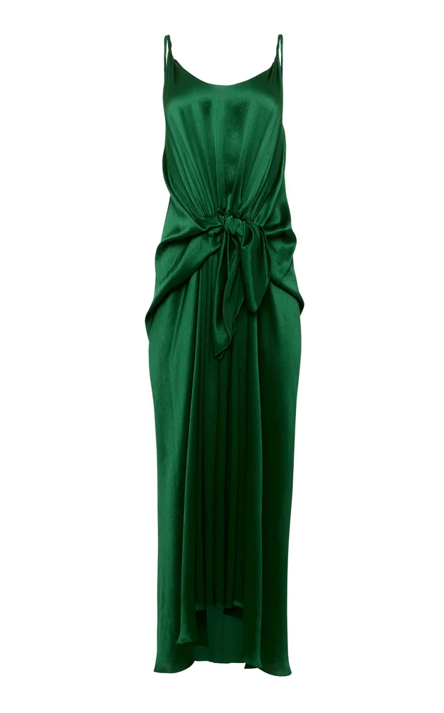 Waist-Knot Silk Maxi Dress