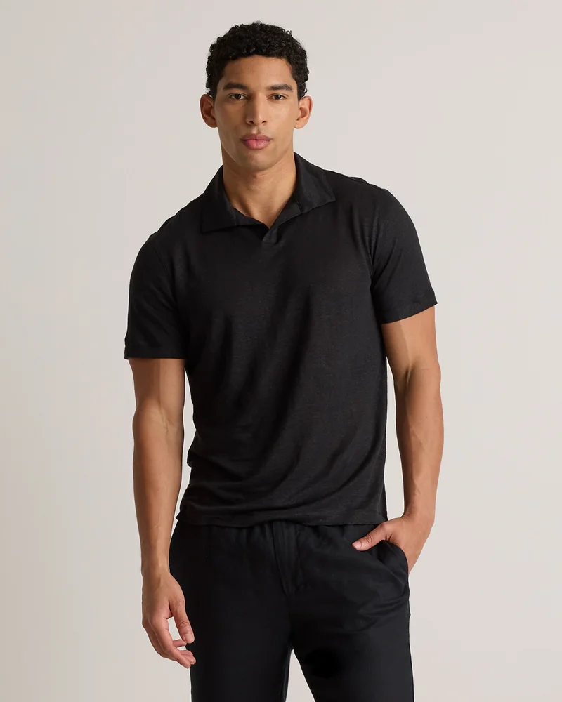 Men's European Linen / Organic Cotton Jersey Polo in White