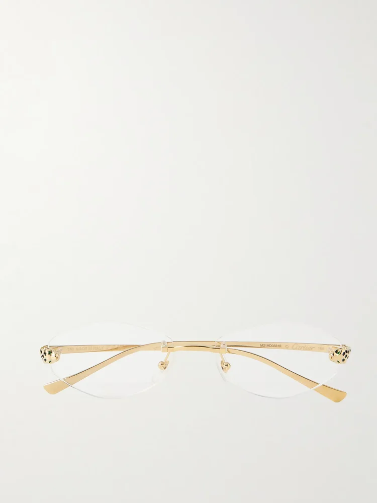 Panthère de Cartier hexagon-frame gold-tone optical glasses