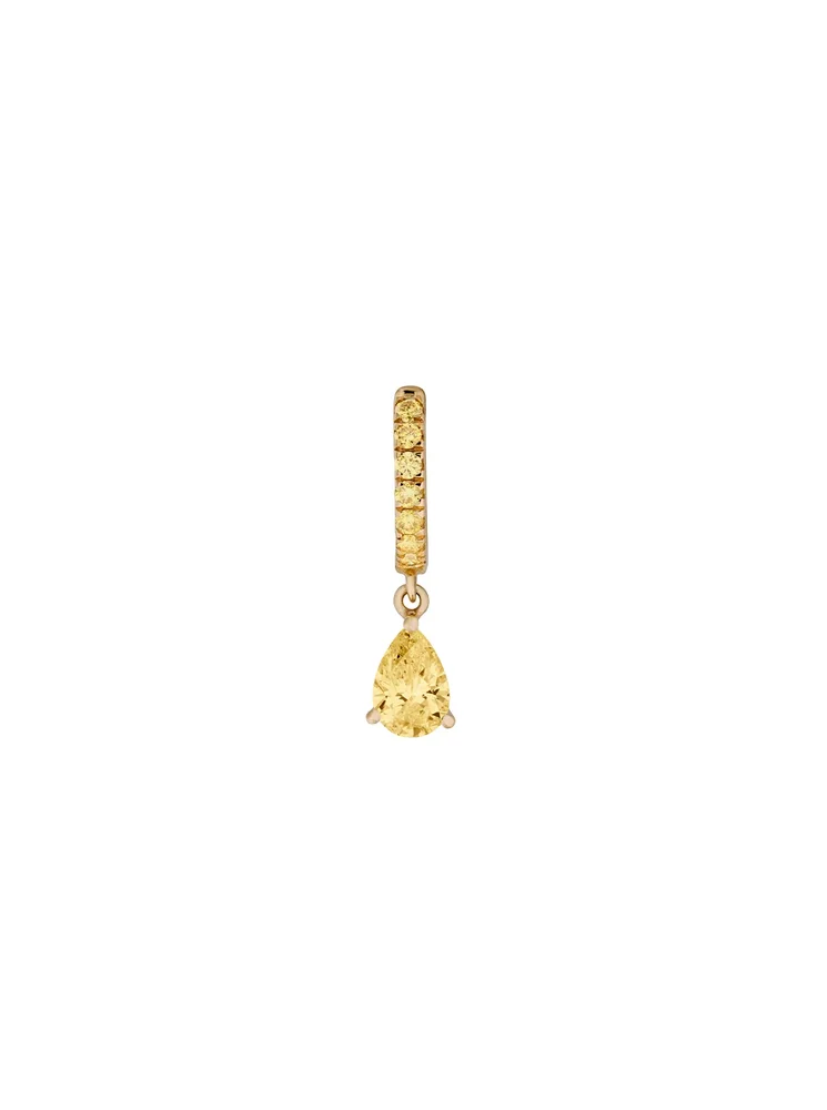 PAVÉ PEAR-DROP HUGGIE EARRING IN LAB YELLOW SAPPHIRE, 18K GOLD VERMEIL