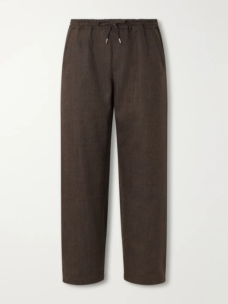 Samurai Wide-Leg Wool-Twill Drawstring Trousers