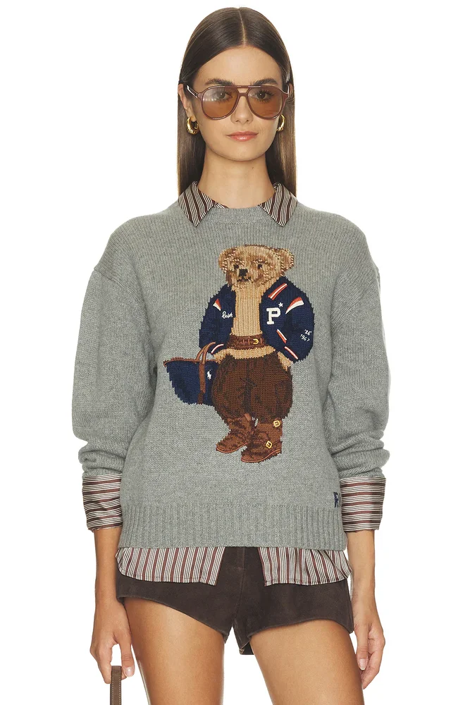 Wool Bear Long Sleeve Crew Neck Sweater