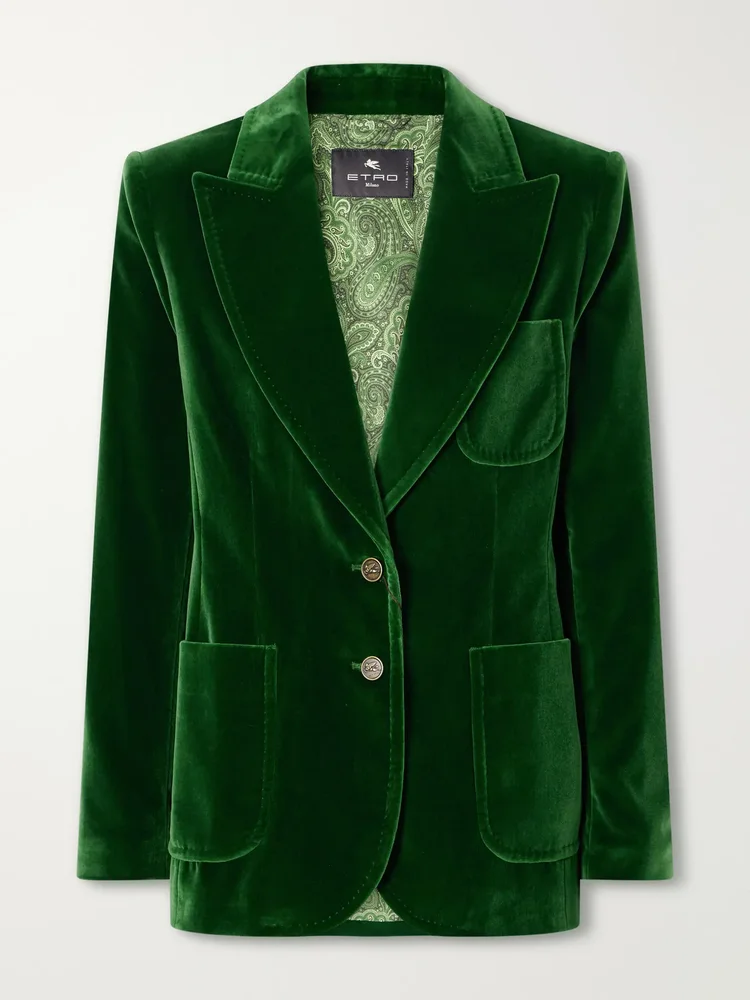 Stretch-cotton velvet blazer