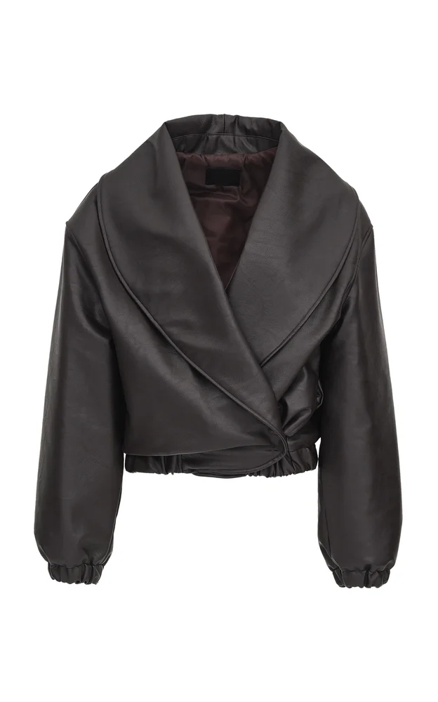Eleni Faux Leather Bomber Jacket