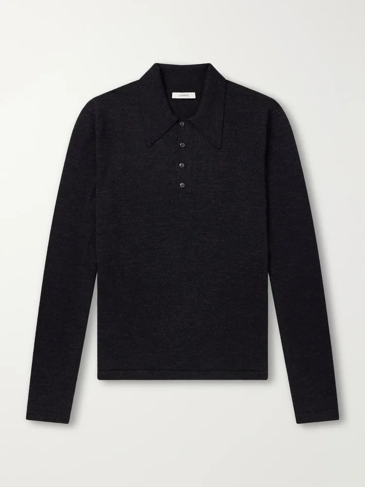 Mouliné Wool Polo Shirt