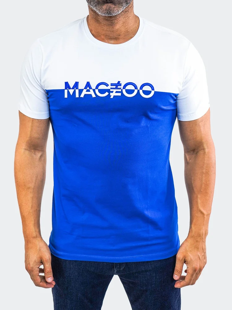 Maceoo - Men's Luxury Designer Colorblock Blue Tee