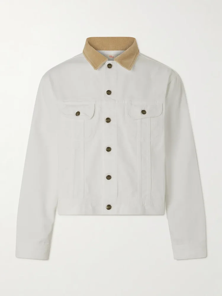 Corduroy-Trimmed Denim Jacket