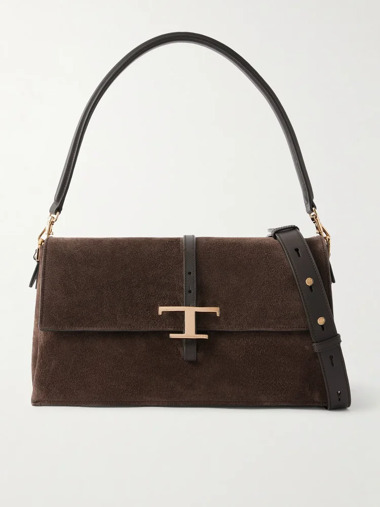 Tracollina Mosch small leather-trimmed suede shoulder bag