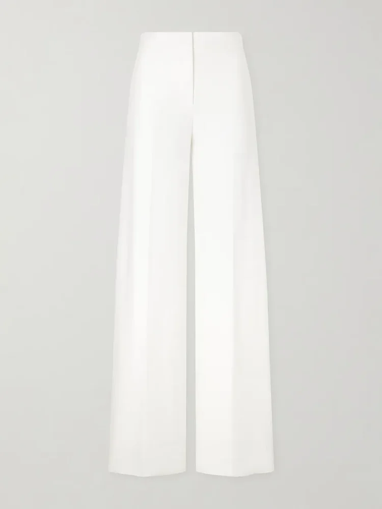 Cotton-piqué wide-leg pants