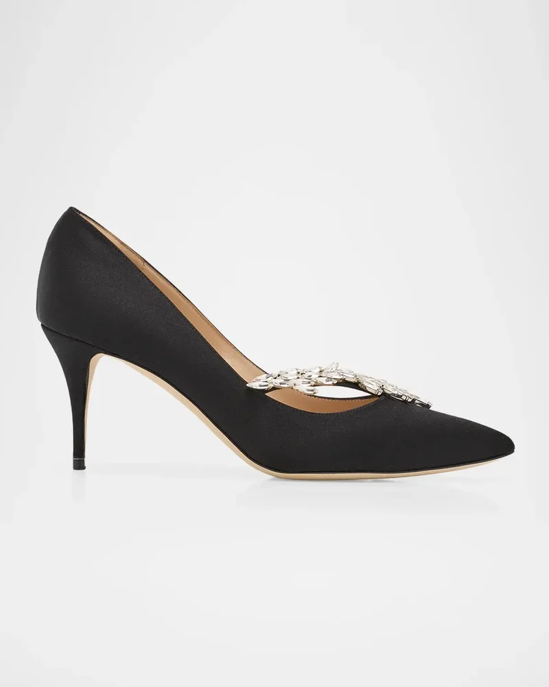 Nadira Jeweled Satin 70mm Pumps