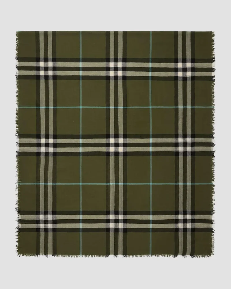 Wide Check Wool Scarf