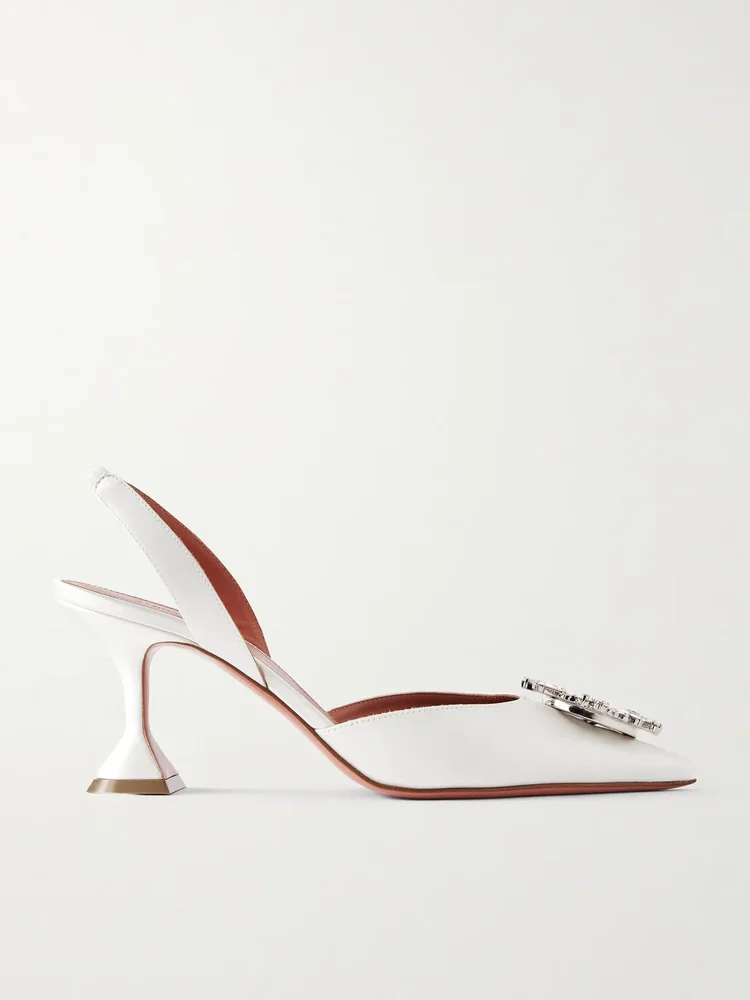 Begum Swarovski crystal-embellished satin slingback pumps