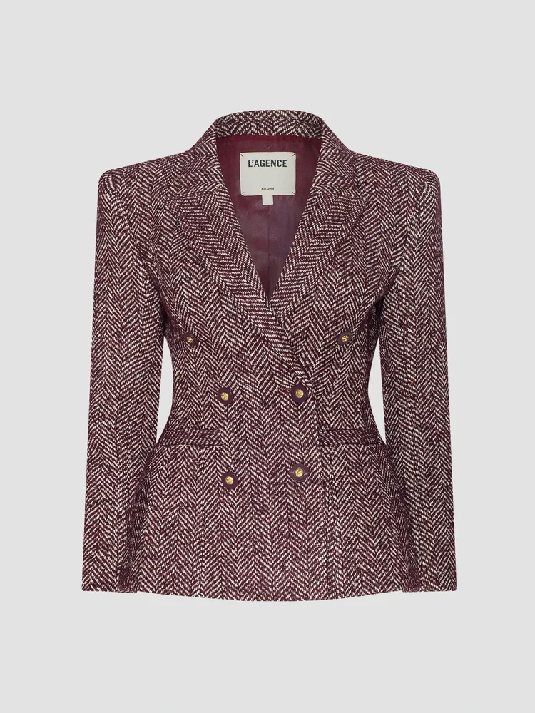 Karima Herringbone Cinched Blazer