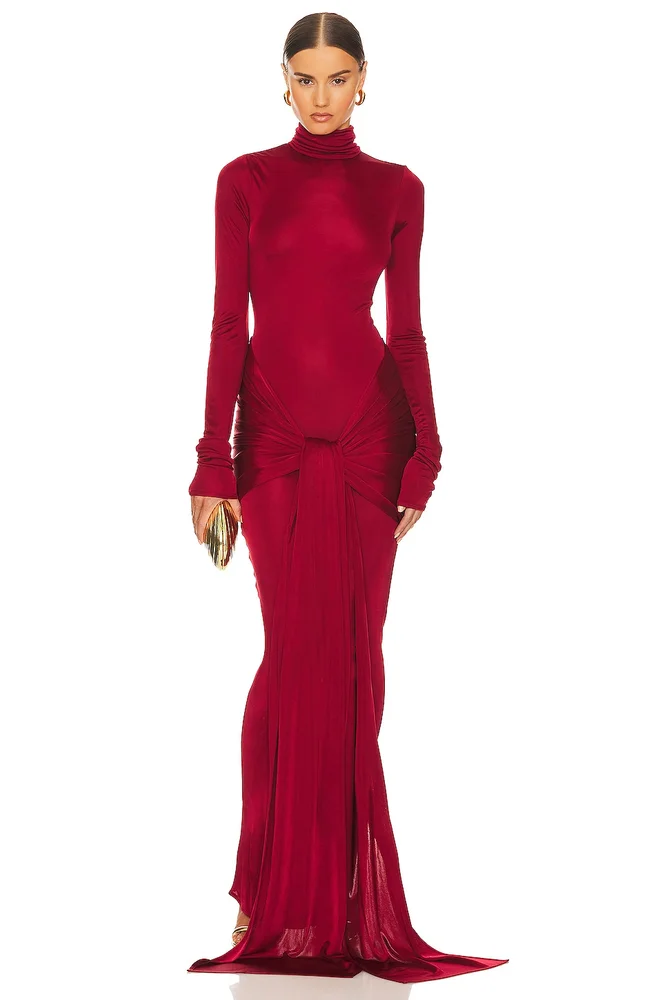Slinky Jersey Sarong Maxi Dress