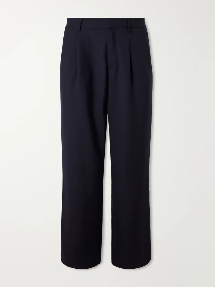 Wide-Leg Pleated Wool-Fresco Trousers