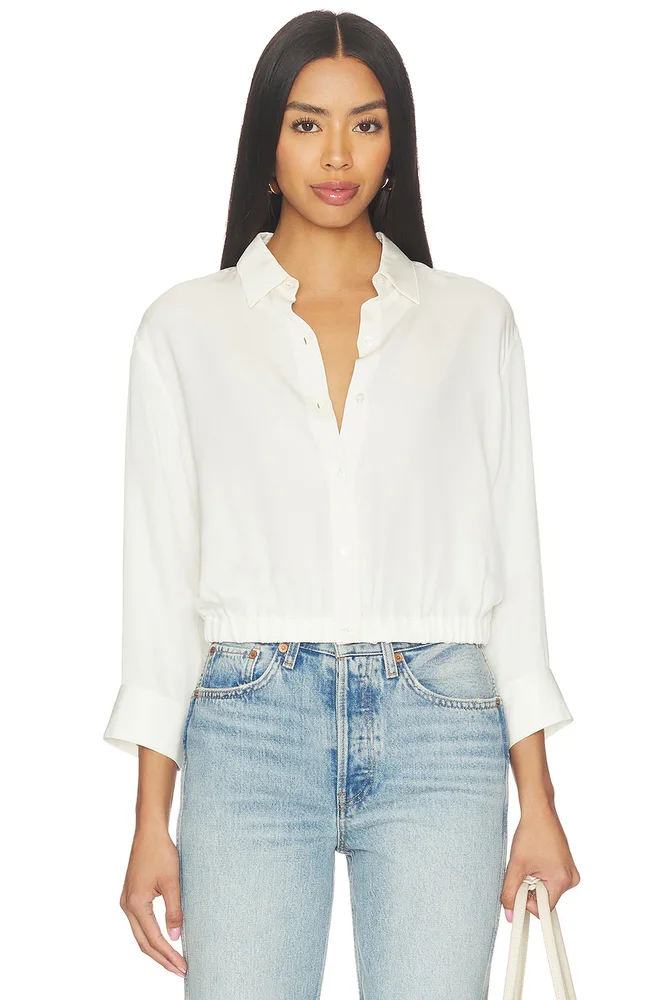 Quarter Sleeve Cropped Shirt