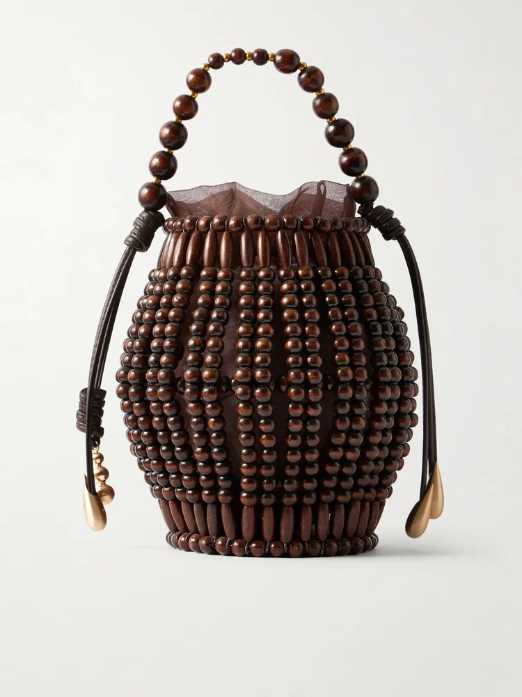 Lanterna wood-beaded mini bag