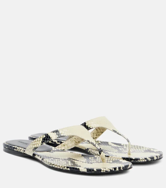Archer snake-effect leather thong sandals