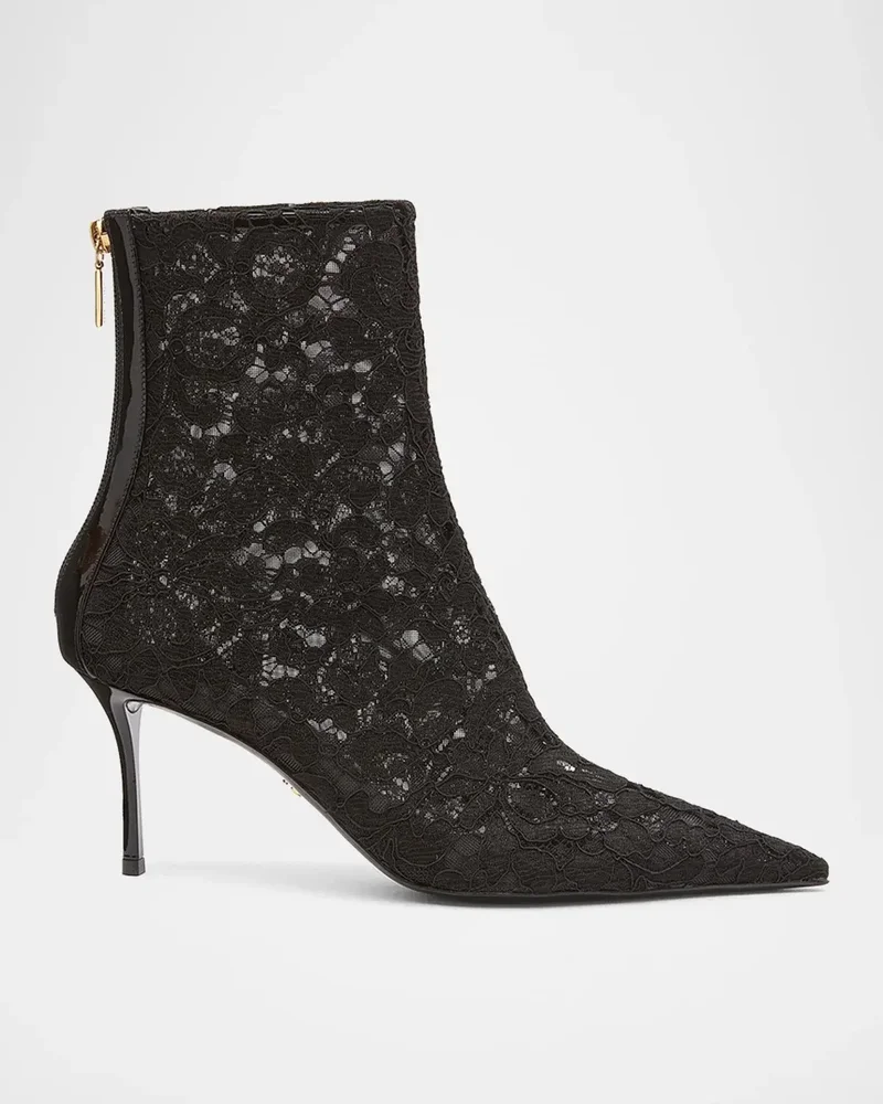 75mm Lace Stiletto-Heel Ankle Boots
